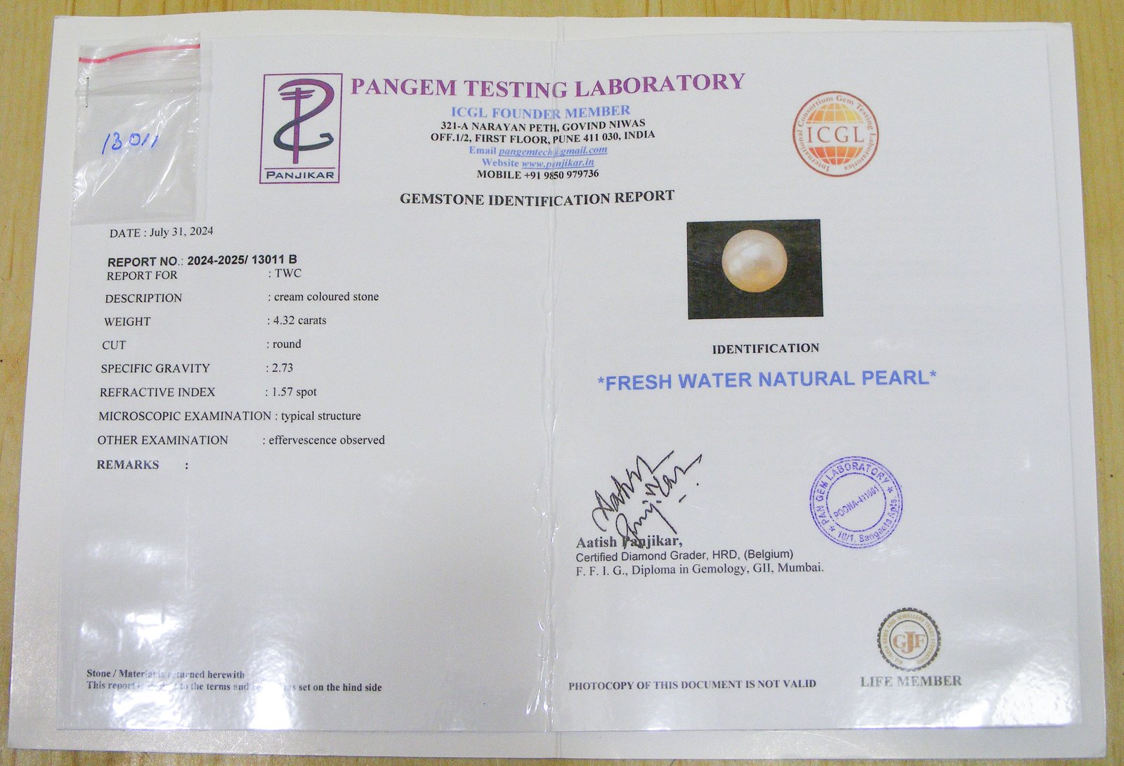 Fresh water Natural Pearl