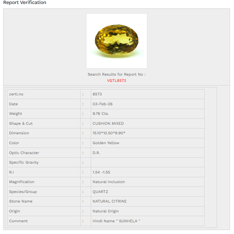 Natural Certified Citrine 9.76 Carat