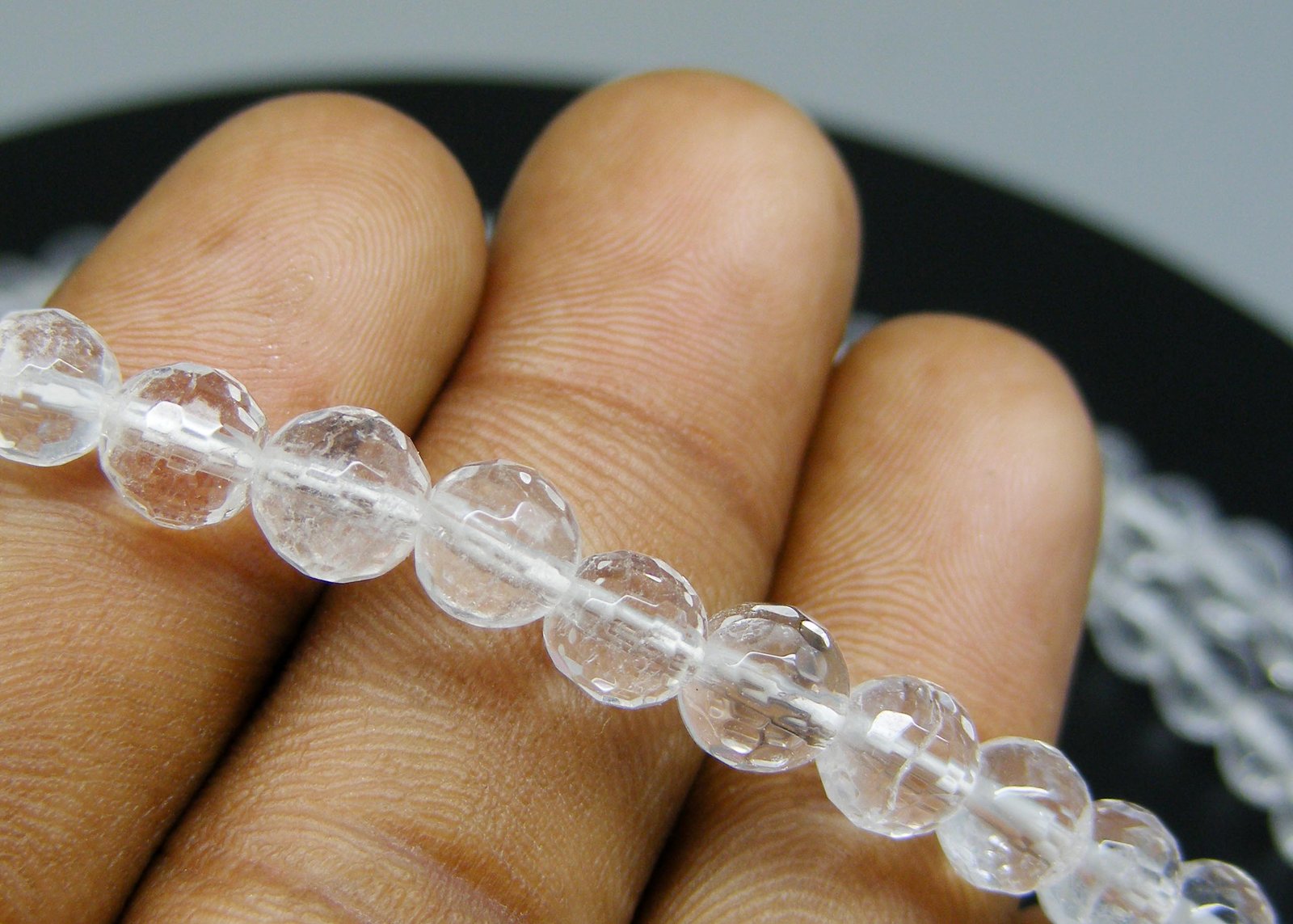 Natural Sphatik 6mm Diamond Cut Mala