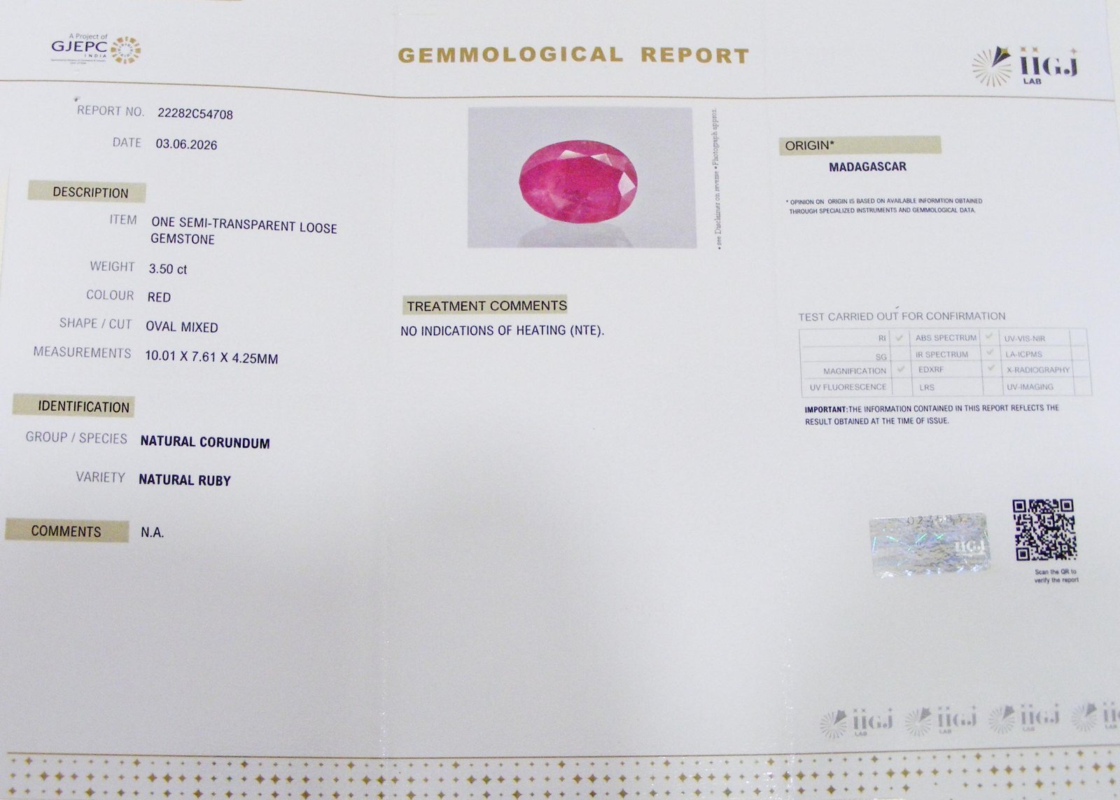 Natural Madagascar Ruby